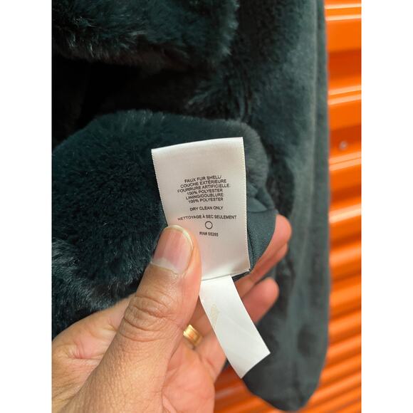 Express - Teal Green Faux Fur Coat / size M Petite / NWOT - Picture 7 of 10